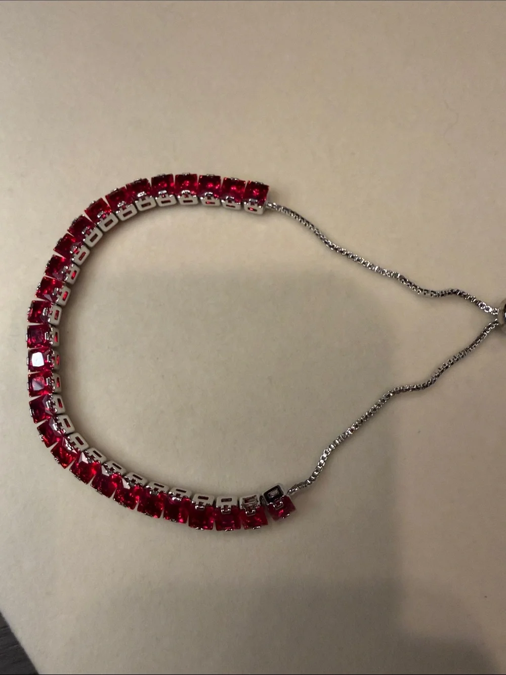 Swarovski Red Crystal Tennis Bracelet in Silver Tone